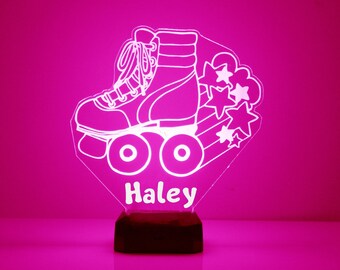 Rollerskate Light Up, Personalized Gift, 16 Color LED Night Light Lamp, FREE Engraving, Remote Control, Rollerskate Night Light,Skaters Gift