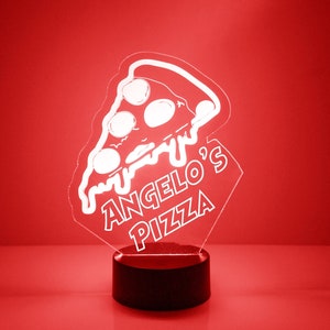 Cartel De Pizza Iluminar, Regalo Personalizado, Lámpara de Luz Nocturna LED de 16 Colores, Grabado GRATIS, Control Remoto, Luz de Cocina, Signo de Pizzería