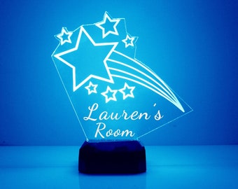 Personalized Shooting Star LED Night Light, 16 Color, Engraved Celestial Decor