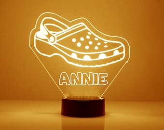 LED Light Up Croc Style Sandal Personalized Gift, 16 Color LED Kid's Room Night Light Lamp, FREE Engraving, Remote Control, Best Gift