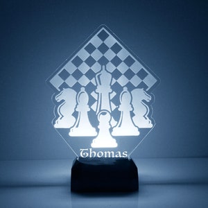 Chess Board Light Up, Personalized Gift, 16 Color LED Night Light Lamp, FREE Engraving, Remote Control, Chess Player Gift