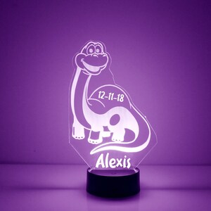 Brontosaurus Dinosaur Light Up, Personalized Kid&#39;s Gift,16 Color LED Night Light Lamp, FREE Engraving, Remote Control, Kids Room Night Light