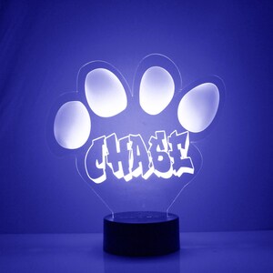 Paw Print Light Up, Personalized Kid&#39;s Gift, 16 Color LED Night Light Lamp, FREE Engraving, Remote Control, Kids Room Night Light