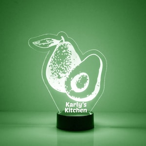 Avocado Light Up, Personalized Gift, 16 Color LED Night Light Lamp, FREE Engraving, Remote Control, Kitchen Light, Chef&#39;s Gift