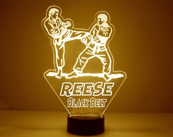 Light Up Your Inner Warrior: Karate LED Night Lamp, 16 Color Changing, Personalized Karate Gift, FREE Engraving, Remote Control, Best Gift