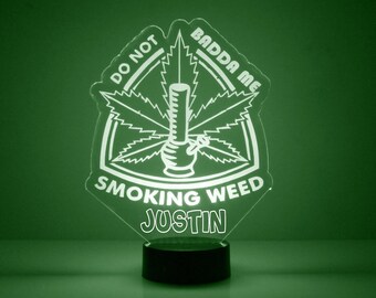 Personalized 420 LED Night Light, Marijuana Leaf Table Lamp, Custom Name