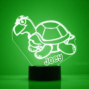 Turtle Light Up, Personalized Kid&#39;s Gift, 16 Color LED Night Light Lamp, FREE Engraving, Remote Control, Kids Room Night Light
