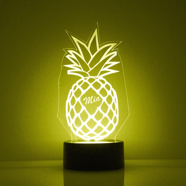Pineapple Light Up, Personalized Gift, 16 Color LED Night Light Lamp, FREE Engraving, Remote Control, Kitchen Light, Bar Decor, Bar Sign