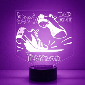 Tap Dance Light Up, Personalized Gift, 16 Color LED Night Light Lamp, FREE Engraving, Remote Control, Best Gift Tap Dancer, Home Decor