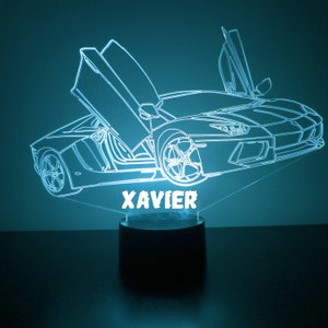 Sports Car Light Up, Personalized Gift,16 Color LED Night Light Lamp, FREE Engraving, Remote Control, Sports Car Enthusiast Gift