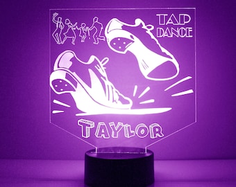 Tap Dance Light Up, Personalized Gift, 16 Color LED Night Light Lamp, FREE Engraving, Remote Control, Best Gift Tap Dancer, Home Decor