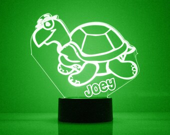 Schildkröte Licht Auf, personalisiertes Geschenk, 16 Farben LED Nachtlicht Lampe, KOSTENLOSE Gravur, Fernbedienung, Kinderzimmer Nachtlicht