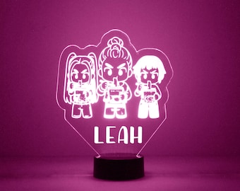 Handmade K Pop Light Up, Personalized  Gift, 16 Color LED Night Light Lamp, FREE Engraving, Remote Control