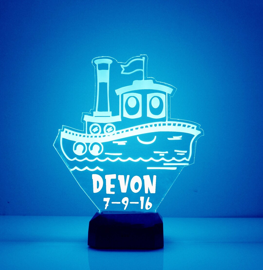 Tug Boat Light Up Personalized Gift 16 Color LED Kid's Etsy