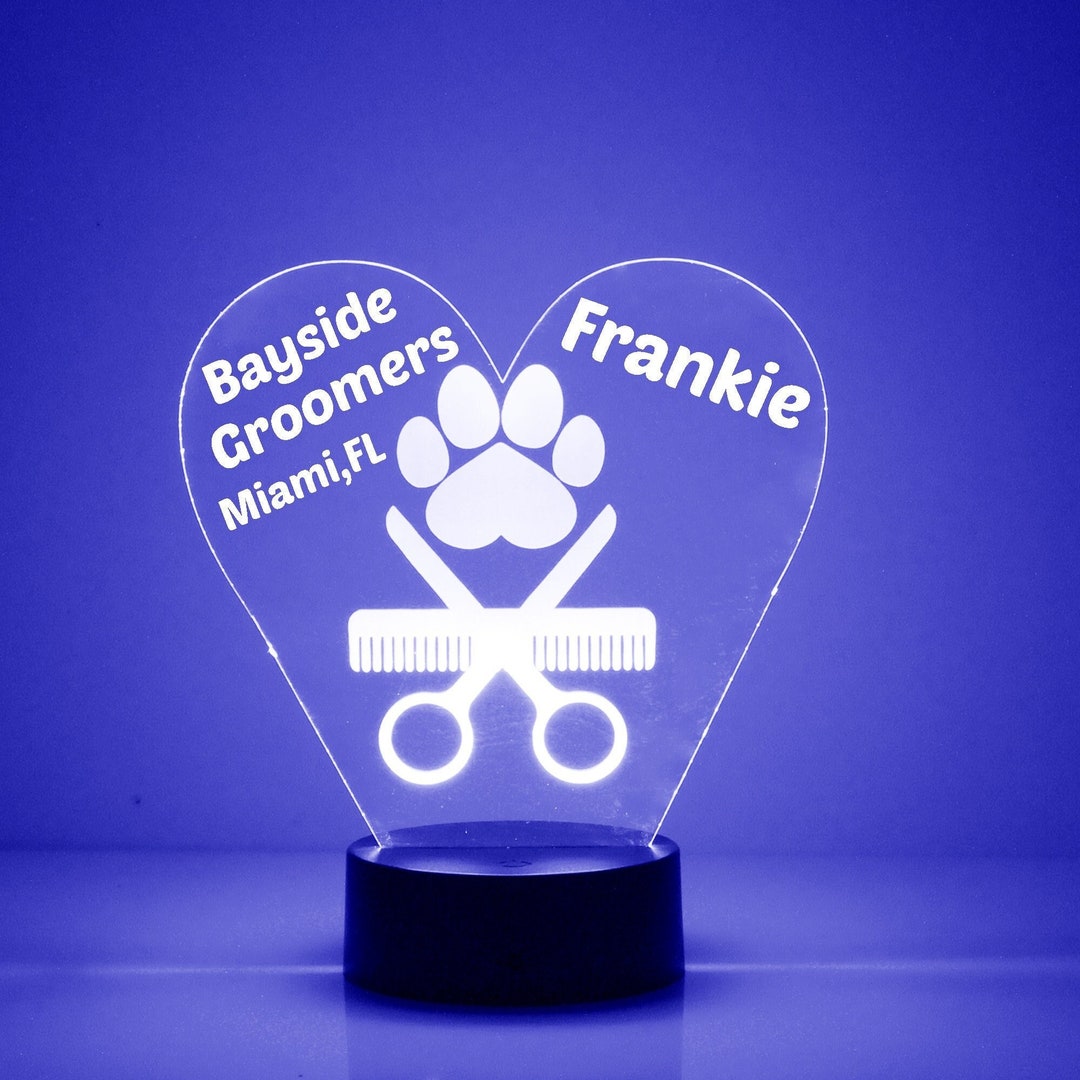 Dog, Animal Groomers Light up Sign, Personalized Gift, 16 Color LED