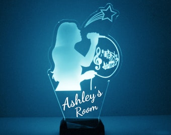 Musician, Singer Light Up, Personalized Gift, 16 Color LED Night Light Lamp, FREE Engraving, Remote Control, Karaoke Sign, Home Decor