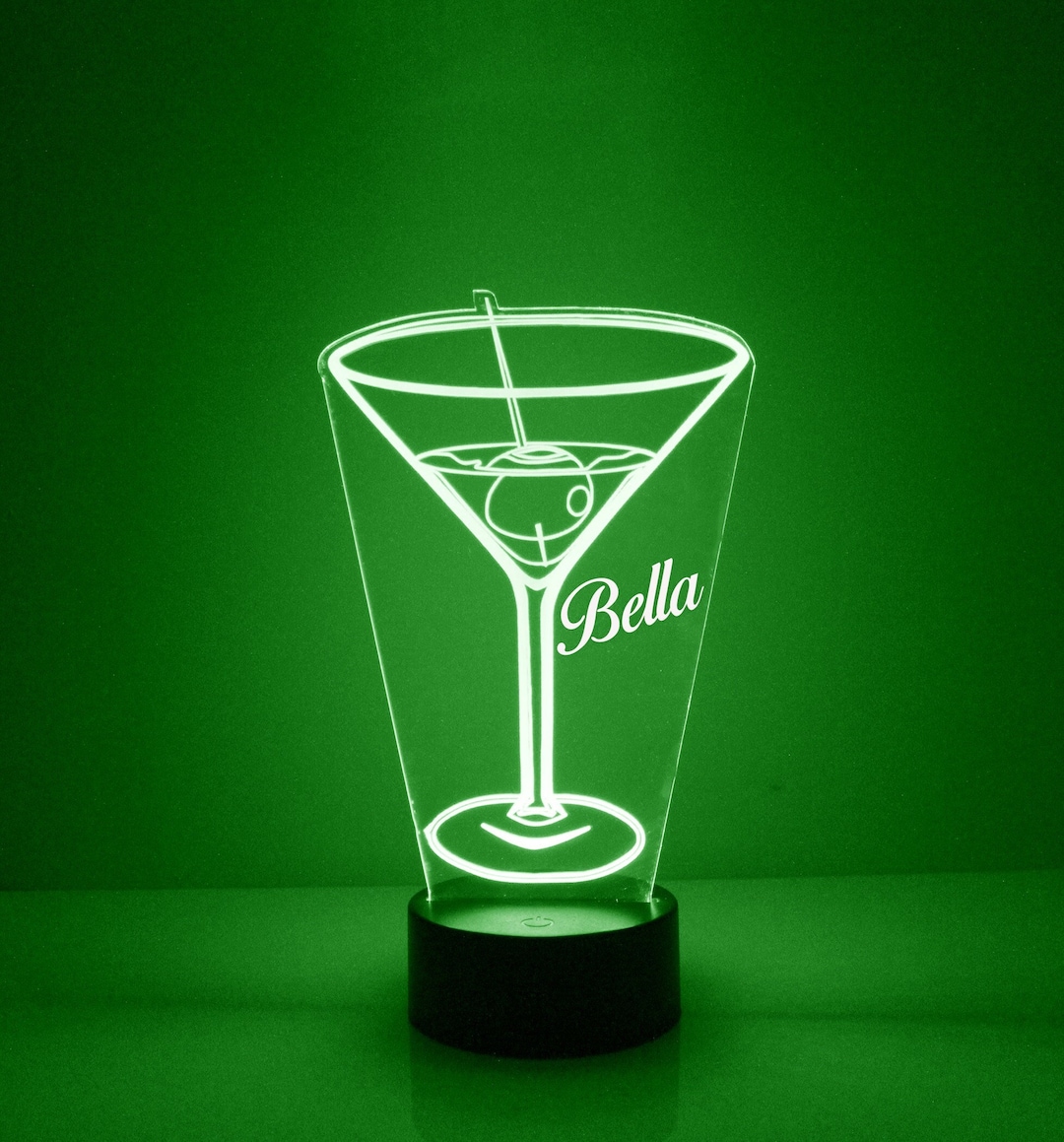 Martini Glass Light Up, Personalized Gift, 16 Color LED Night Light