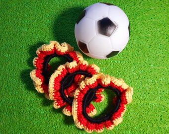 Deutschland Farben gehäkelter Scrunchie/ Fan-Accessoire Deutschland Fußball/ Handball/ Kostüm Accessoire Karneval Weiberfastnacht Fasching