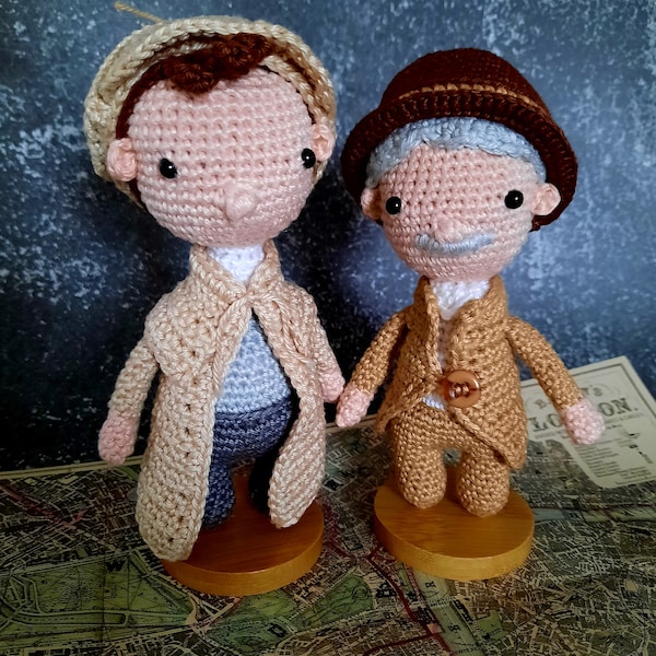 Sherlock Holmes and Dr. John Watson crocheted figures/ Amigurumi for Sherlock Holmes fans/Arthur Conan Doyle fans/Consulting detective