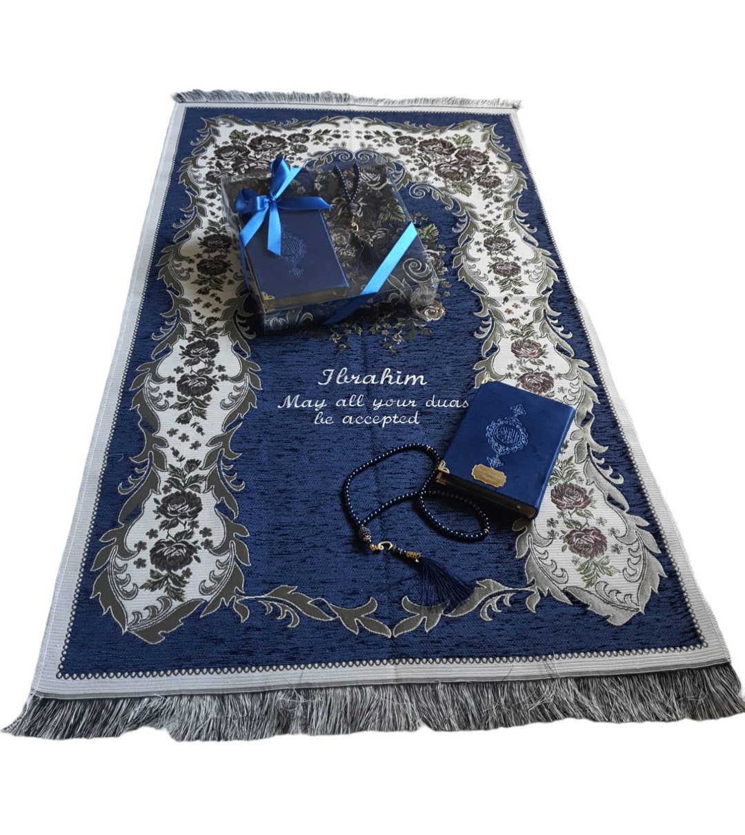 Customized Velvet Quran Prayer Mat Islamic Prayer Set Eid Etsy