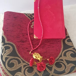 Gepersonaliseerde fluwelen gebedsmattenset: koran, parel Tasbih, islamitisch cadeau
