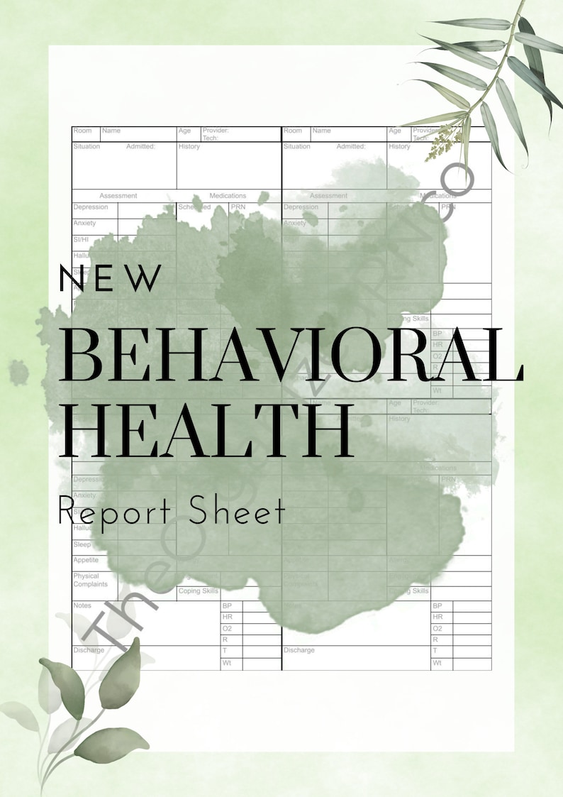 The Behavioral Health Report Sheet Etsy