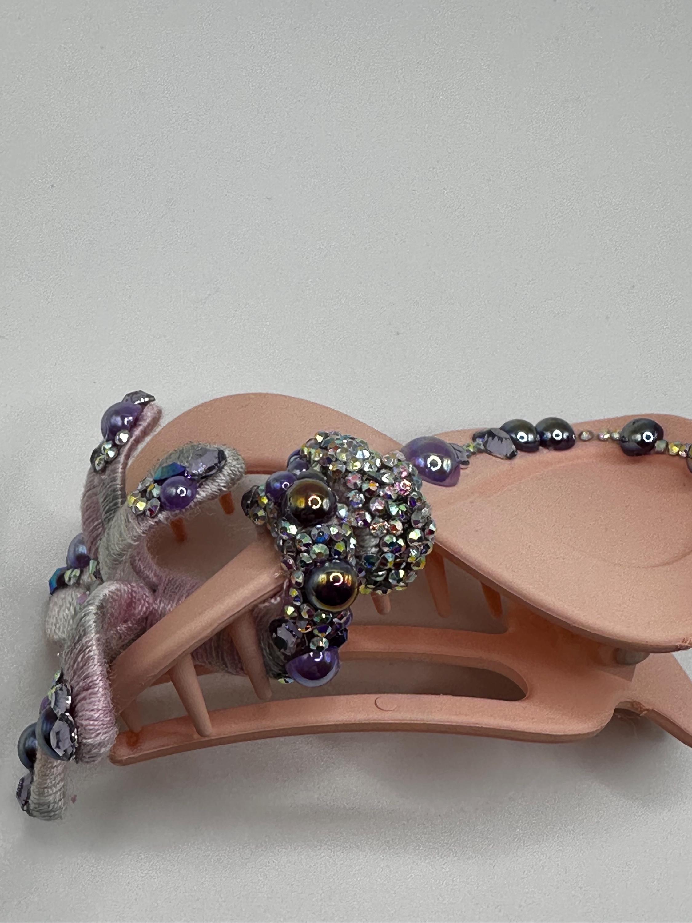 ◆GLOWNY◆ LAVENDER BLOOM HAIR CLIP GY24BHW003LV Lavender Bloom Hair Clip – Handmade Floral Claw for Summer