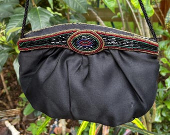 VINTAGE Christian Dior Satin Beaded Evening Handbag