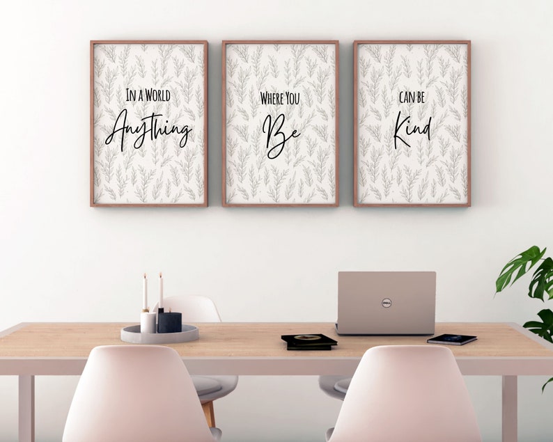 Inspirational Be Kind Wall Art Printable Motivational Quote Set Etsy