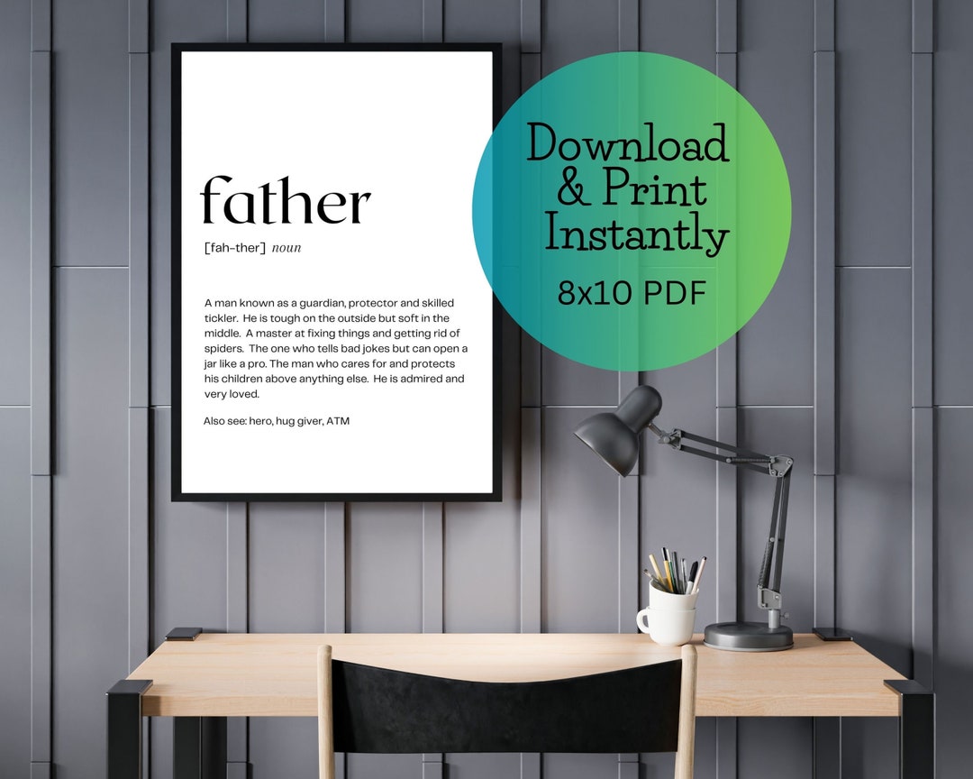 Father Definition Poster Printable Gift for Father's Day Last Minute ...