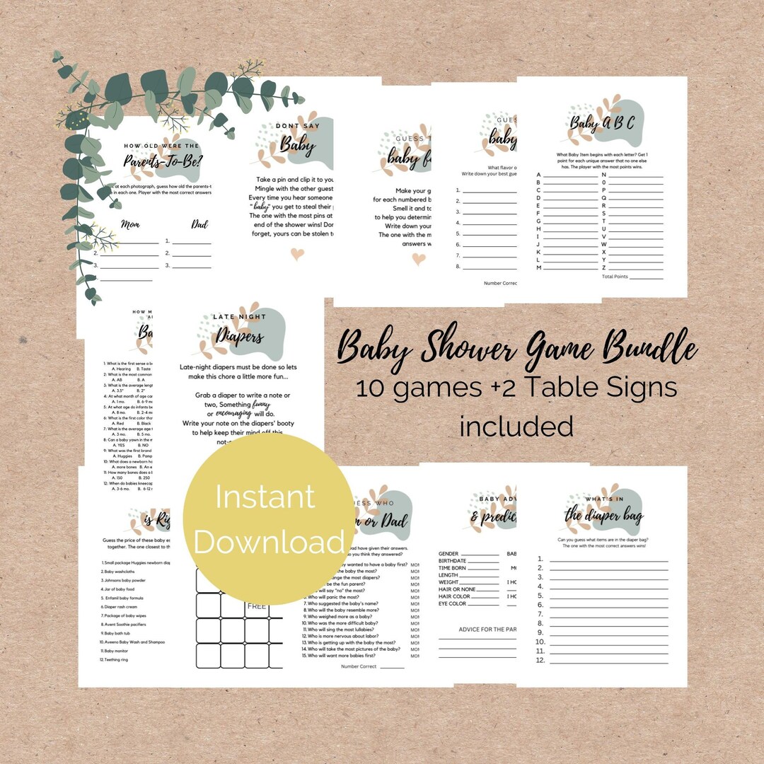 Printable Baby Shower Games Printable Gender Neutral Game - Etsy