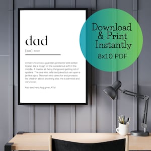 Dad Definition Poster Printable Gift for Father&#39;s Day Gift Idea for A Special Dad Quote for Wall Hanging