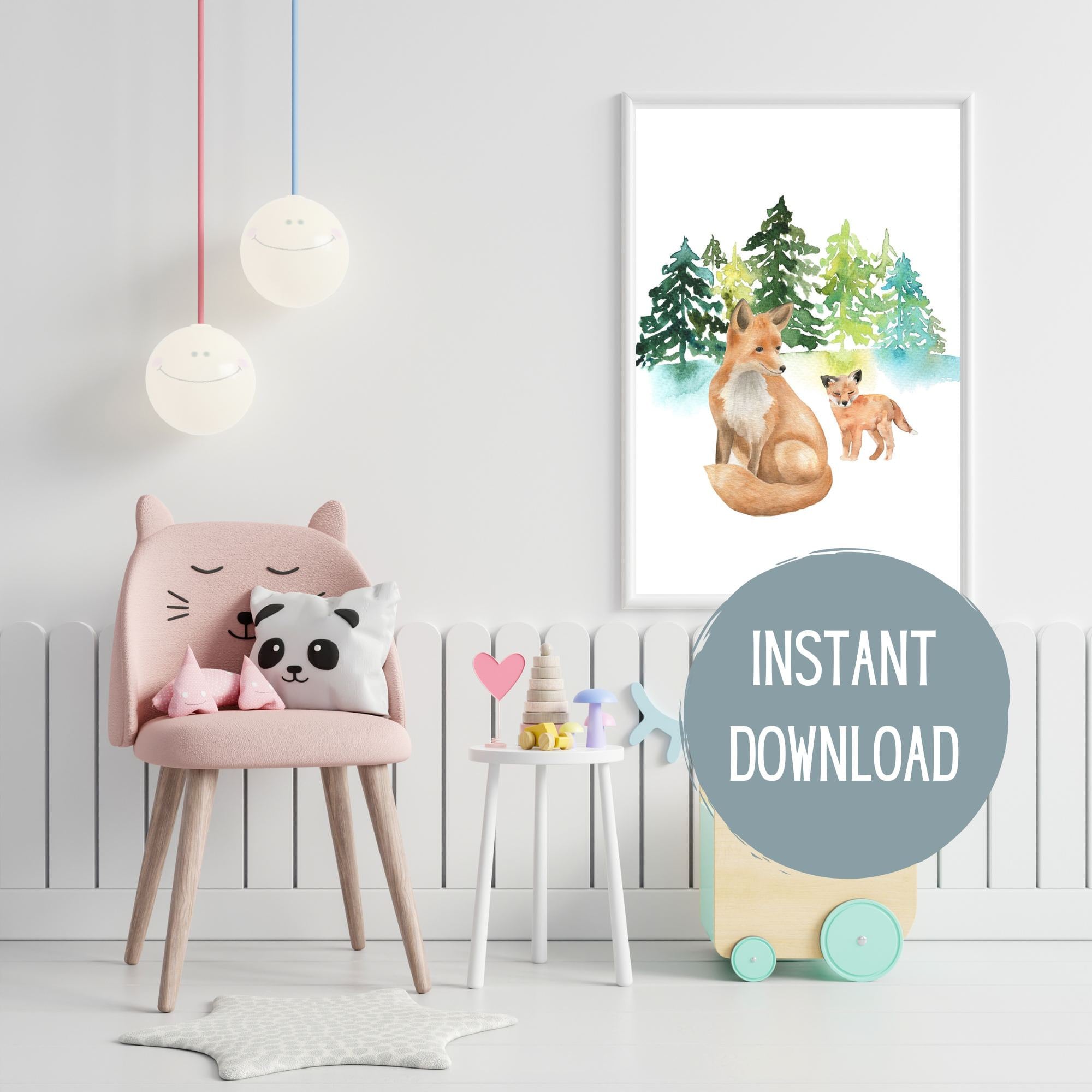 Forest Animals Printable Wall Art Set of 3 Watercolor Woodland Baby ...