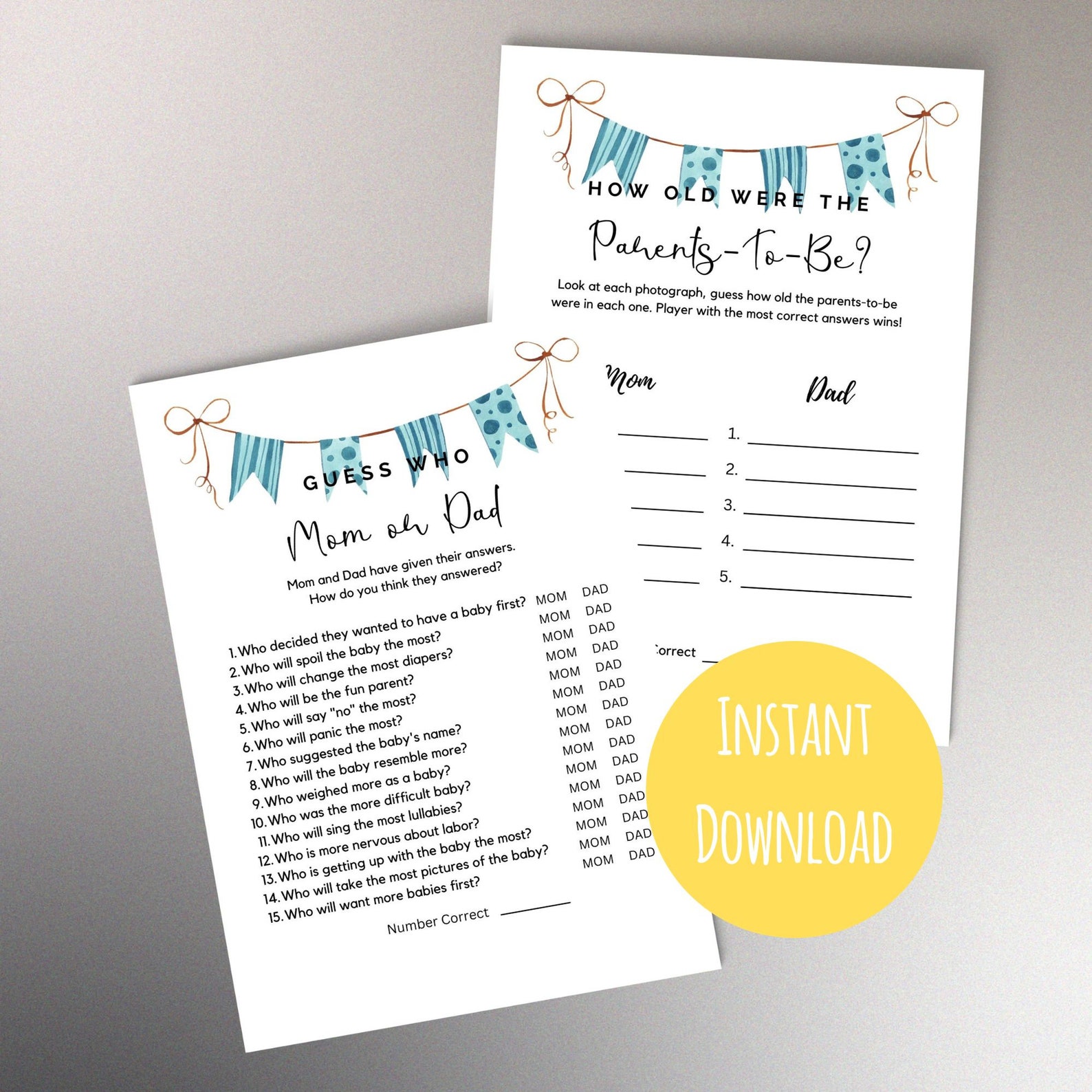 Printable Baby Shower Game Bundle Download and Print Baby Shower Games Baby Boy Shower Theme