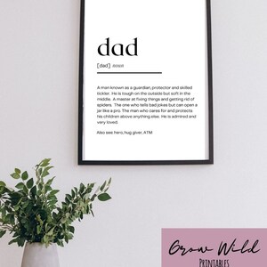 Dad Definition Poster Printable Gift for Father's Day Gift Idea for A ...