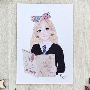 Luna Lovegood und der Klitterer Magazin Kunstdruck | HP Universum Wandkunst | Zauberer Kunstwerk | Magische Welt als Wanddeko