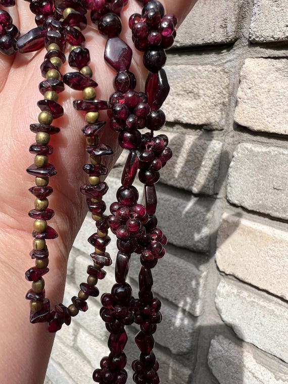 Garnet Beaded Necklace Stack - image 2