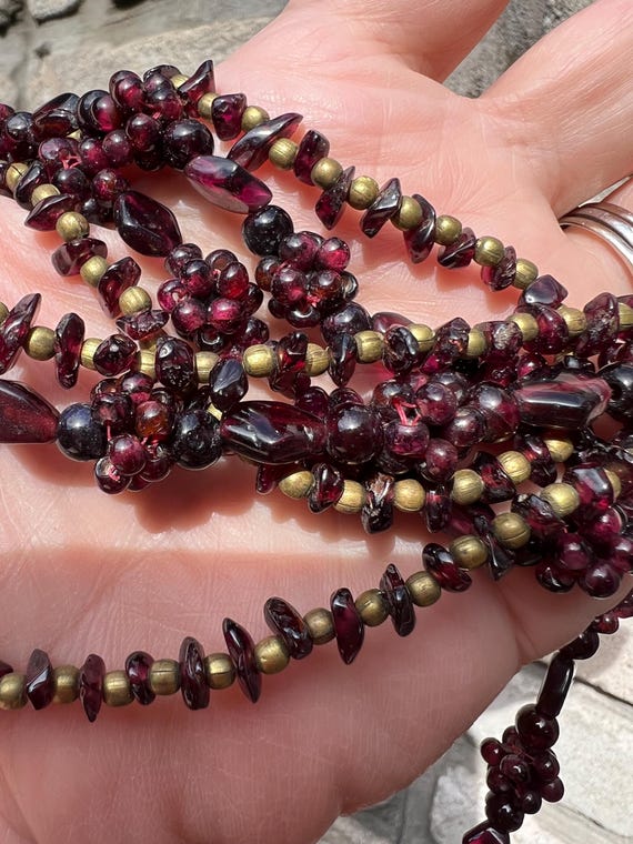 Garnet Beaded Necklace Stack - image 1