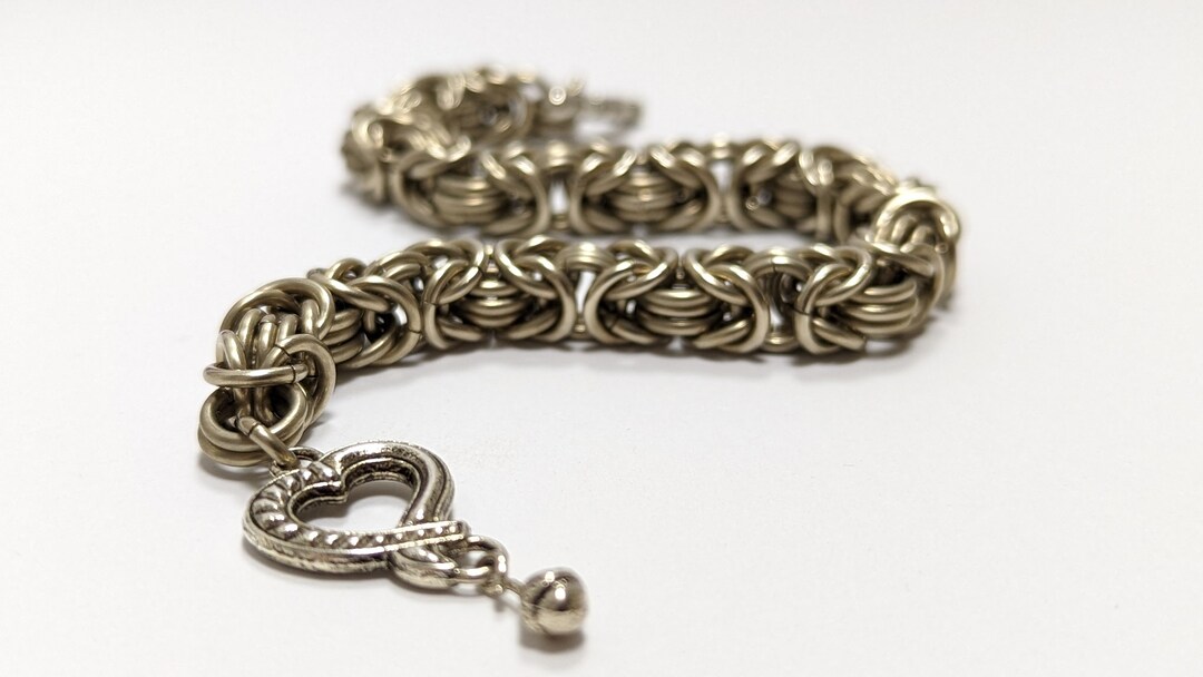ビザンチン チェーン メイル ブレスレット、シルバー、ラージ - Etsy 日本