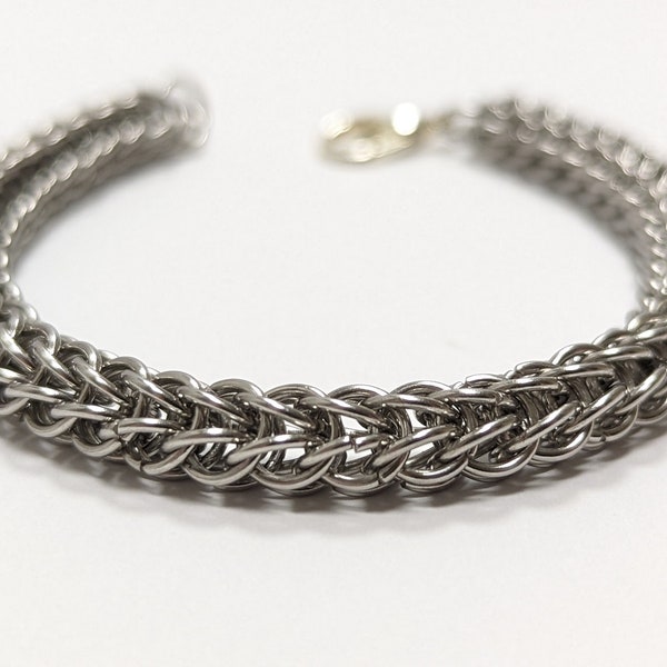 Full Persian chain maille bracelet, silver