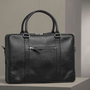 Premium Handmade Leather Laptop Bag For Men, Business Bag, Leather Office Bag, Leather Shoulder Bag, Black Leather, Laptop Bag For Men