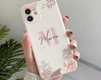 Coque en silicone personnalisée avec lettre et/ou nom pour iPhone 15 14 13 12 11 Pro Max X XR XS 7 8 Plus