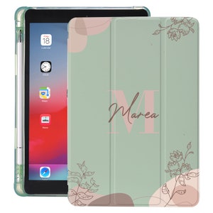 Étui pour iPad personnalisé avec lettre et nom avec porte-crayon pour Mini 5 6 10,2 7th 8th Air 2 3 Pro 12,9 9,7 5th 6th Design 6