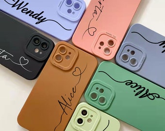 Personalized Name Silicone Phone Case for iPhone 15 14 13 Pro Max 12 Mini 11 8 Plus