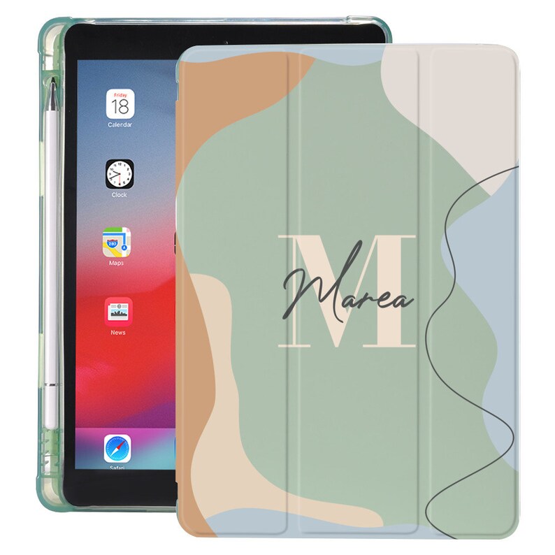 Étui pour iPad personnalisé avec lettre et nom avec porte-crayon pour Mini 5 6 10,2 7th 8th Air 2 3 Pro 12,9 9,7 5th 6th Design 7