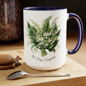 Birth Month Flower Mug Gift for May Birthday  Lily of the Valley Floral Cup for Nature Flower Lover Mom Daughter Sister Grandma Best Friend