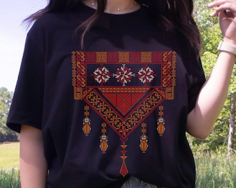 Arabe Palestinien Femmes TShirt Arabe Dames Chemise Cadeau Pour Mamans Sœurs tantes Meilleur ami Authentique Arabe Conception Traditionnelle Tee pour Elle