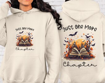 Whimsigoth Just One More Chapter Sweatshirt Gift,Halloween Back Design Hoodie, Librarian Sweater, Reader Fall Hoodie, Cottagecore Book Lover
