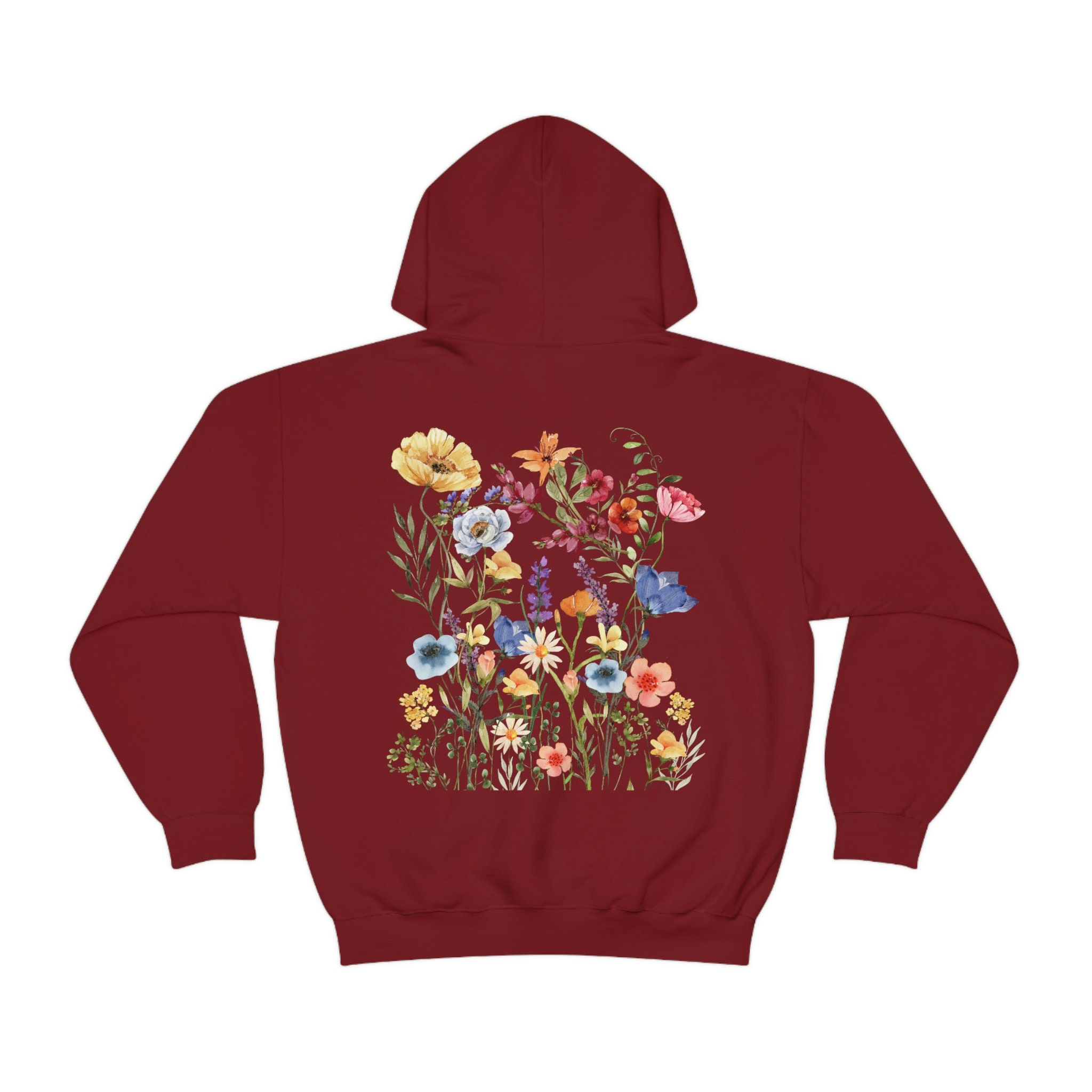 Wildflowers Hoodie Front and Back Print Vintage Pressed Flower - Etsy