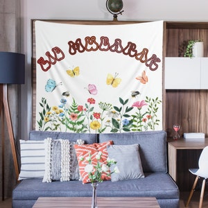 Eid Mubarak Gobelin Geschenk Eid Party Wanddekoration Boho Wildblumen Art